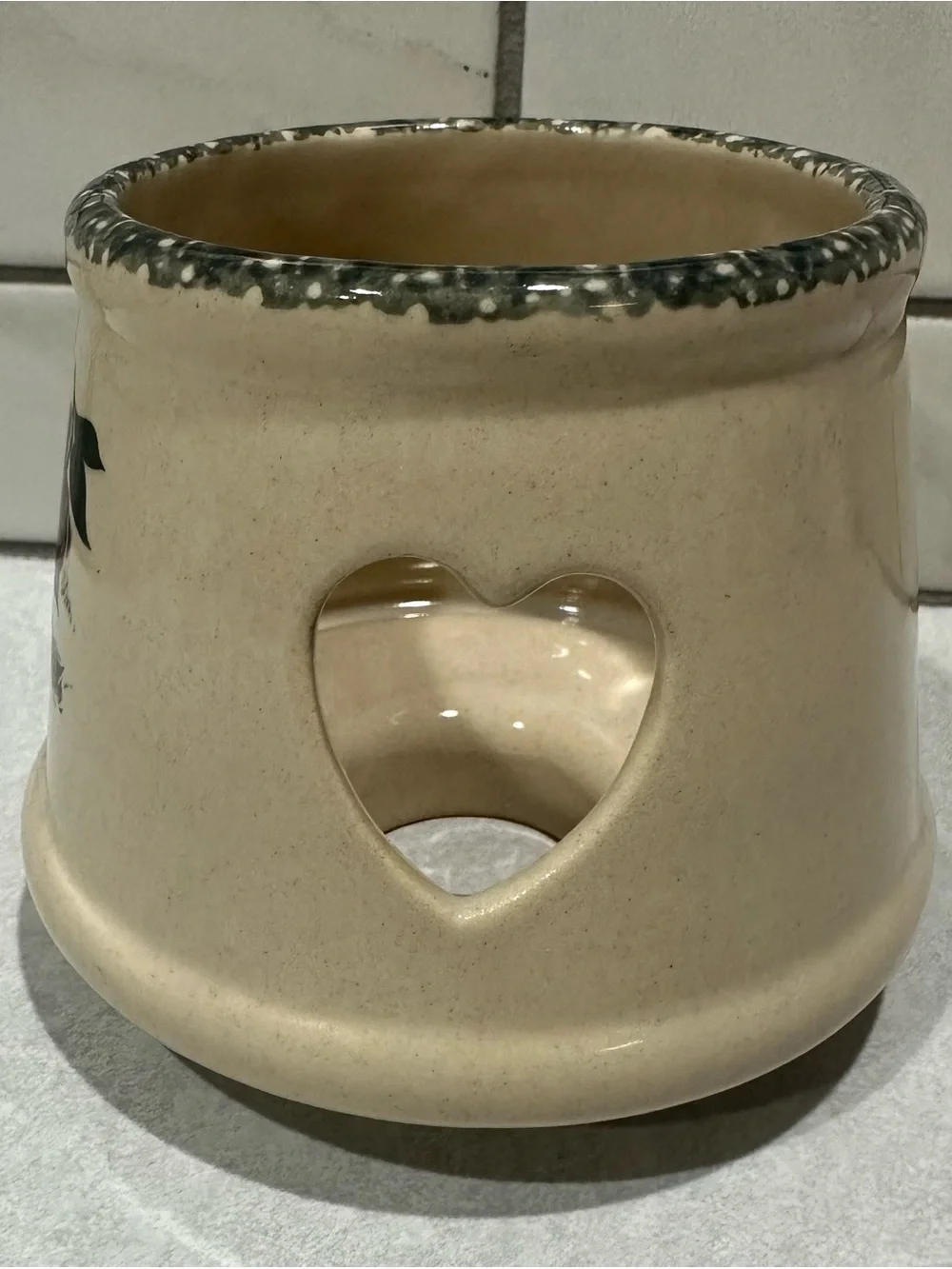 Home & Garden Party Apple Stoneware Mini Candle Topper -3” W at top. 3.75” Tall.